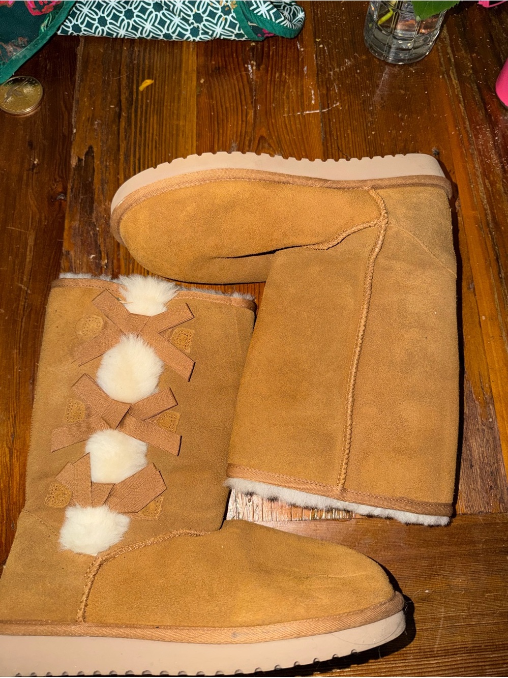 Koolaburra by UGG Tall Sheepskin Bow Boots Women’s Size 9 Chestnut